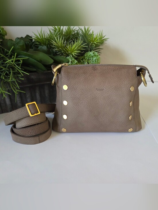 Hammitt Handbags - Hammitt Daniel Small Crossbody Vintage 2021 Collection Taupe Greige Leather
